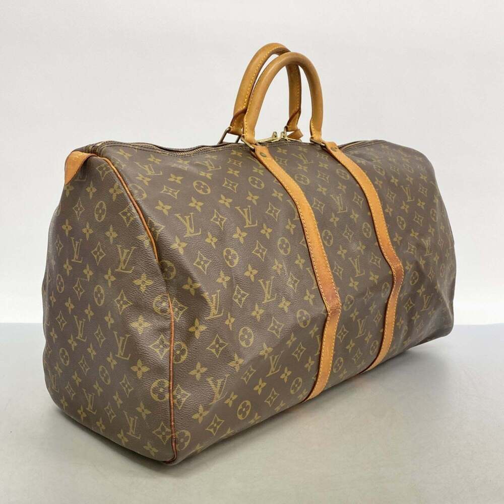 LOUIS VUITTON Authentic Brown Monogram Keepall 55 Boston Bag - Picture 2 of 12
